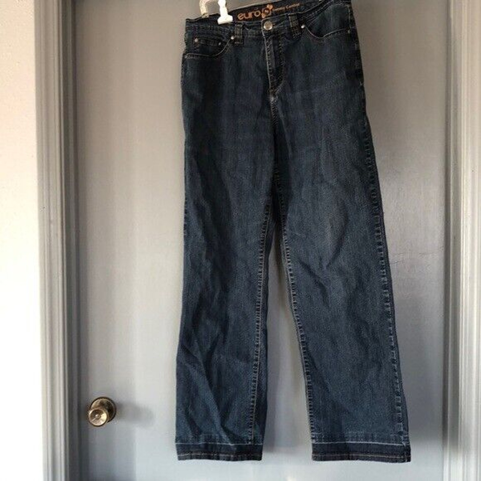 Euro Tummy Control High Rise Blue Jeans Women’s Size 8 Tummy Control Damaged